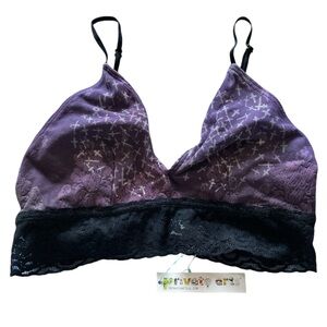 Private Arts Purple Cross Lace Bralette, Sz Sm, 30A/B, NWT